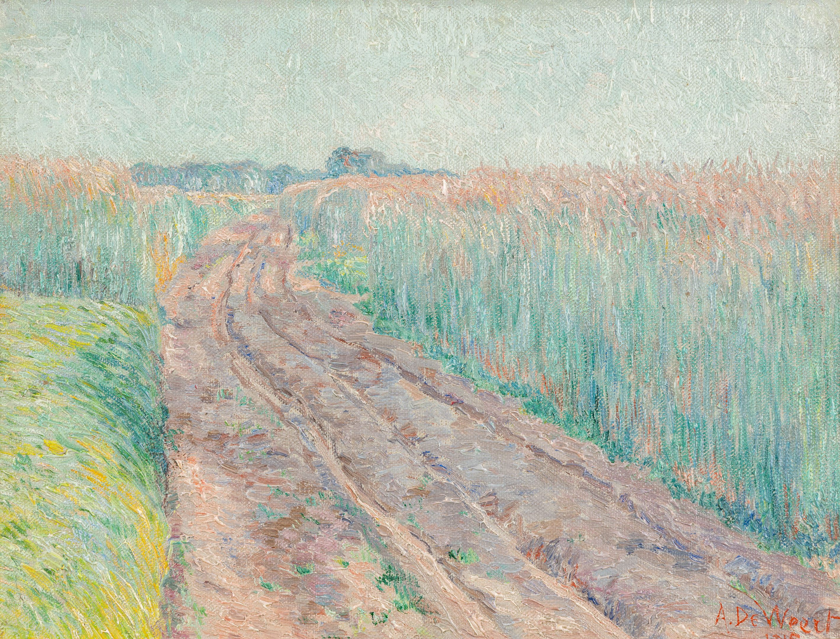 Anna De Weert (1867-1950) ‘L’Ombre des bles’, oil on canvas (1915). (L:46 x H:35 cm)